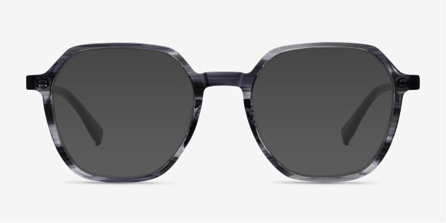 Oscar Gray Striped   Black AcetateEyeglass Frames from EyeBuyDirect, with Tinted Lenses