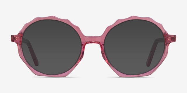Anemone Clear Pink AcetateEyeglass Frames from EyeBuyDirect, with Tinted Lenses