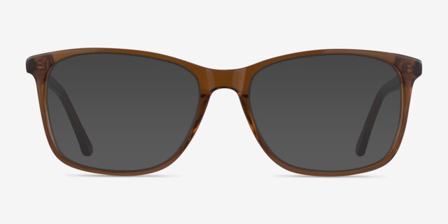 Crescendo Clear Brown AcetateEyeglass Frames from EyeBuyDirect, with Tinted Lenses