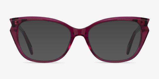 Maple Clear Burgundy AcetateEyeglass Frames from EyeBuyDirect, with Tinted Lenses
