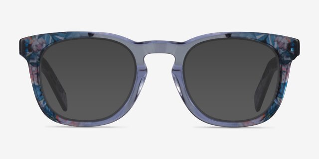 Austral Cear Blue Floral AcétateMontures de lunettes de vue d'EyeBuyDirect, Avec des Verres Teintés