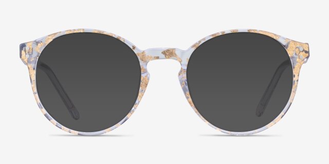 Enjoy Clear Gold AcetateEyeglass Frames from EyeBuyDirect, with Tinted Lenses