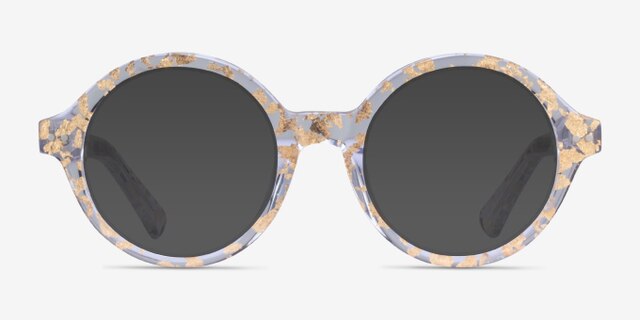 Disco Clear Gold AcetateEyeglass Frames from EyeBuyDirect, with Tinted Lenses