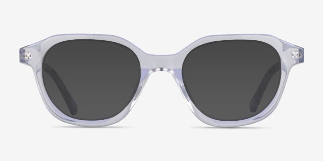 Knowledge Clear Silver AcetateEyeglass Frames from EyeBuyDirect, with Tinted Lenses