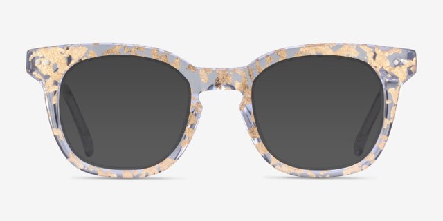 Acoustic Clear Gold AcetateEyeglass Frames from EyeBuyDirect, with Tinted Lenses