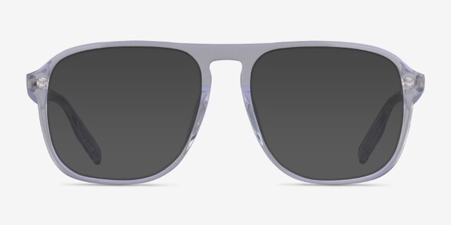 Downtown Clear Silver AcetateEyeglass Frames from EyeBuyDirect, with Tinted Lenses