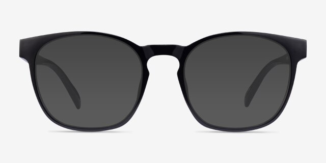 Oakwood Black PlasticEyeglass Frames from EyeBuyDirect, with Tinted Lenses
