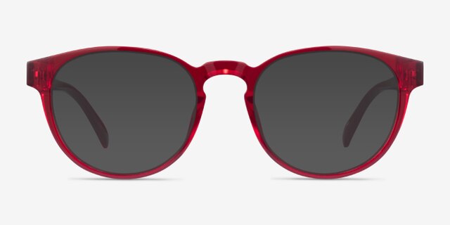 Hawthorne Clear Red Eco-friendlyEyeglass Frames from EyeBuyDirect, with Tinted Lenses