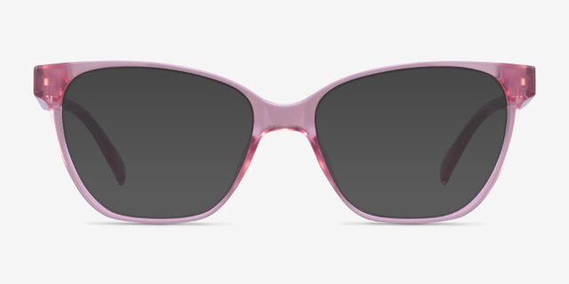 Almond Clear Pink PlasticEyeglass Frames from EyeBuyDirect, with Tinted Lenses