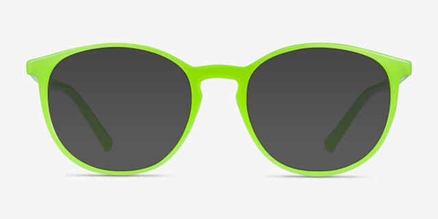 Crescent Green PlasticEyeglass Frames from EyeBuyDirect, with Tinted Lenses