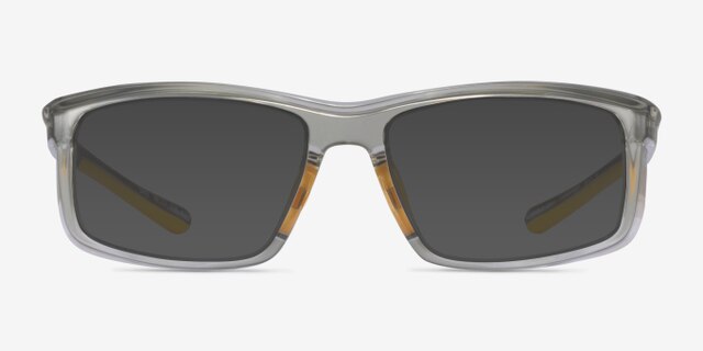 Drill Clear Gray Yellow PlasticEyeglass Frames from EyeBuyDirect, with Tinted Lenses