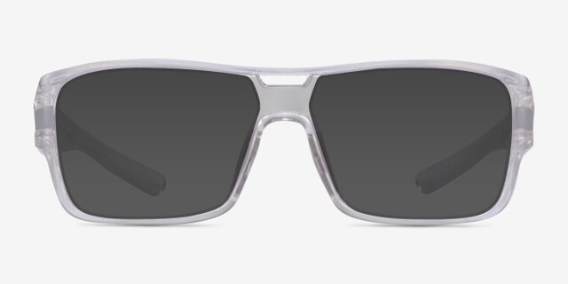 Flash Clear Gray PlasticEyeglass Frames from EyeBuyDirect, with Tinted Lenses