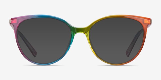 Positivity Rainbow PlasticEyeglass Frames from EyeBuyDirect, with Tinted Lenses