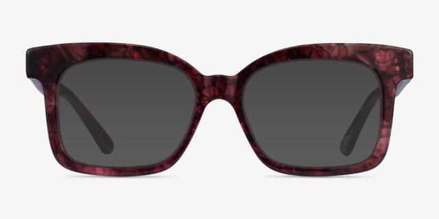 Boheme Shiny Red Floral AcetateEyeglass Frames from EyeBuyDirect, with Tinted Lenses