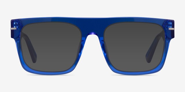 Chet Transparent Blue AcetateEyeglass Frames from EyeBuyDirect, with Tinted Lenses