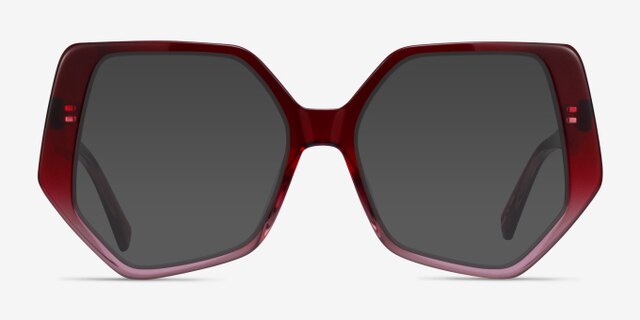 Feliz Burgundy Clear AcetateEyeglass Frames from EyeBuyDirect, with Tinted Lenses
