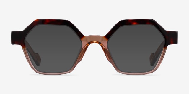 Hexed Tortoise Clear Brown AcetateEyeglass Frames from EyeBuyDirect, with Tinted Lenses