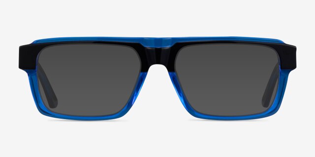 Sid Black Clear Blue AcetateEyeglass Frames from EyeBuyDirect, with Tinted Lenses