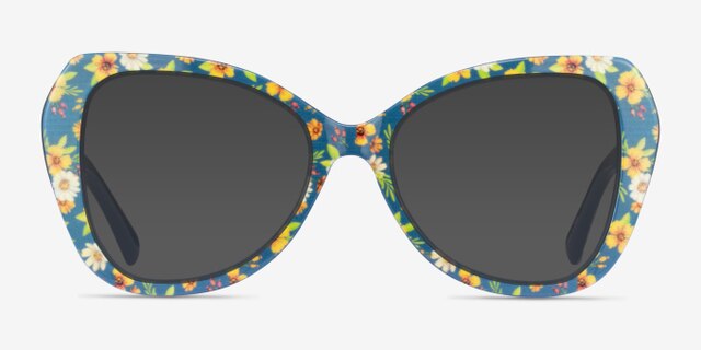 Superbloom Blue Floral AcetateEyeglass Frames from EyeBuyDirect, with Tinted Lenses