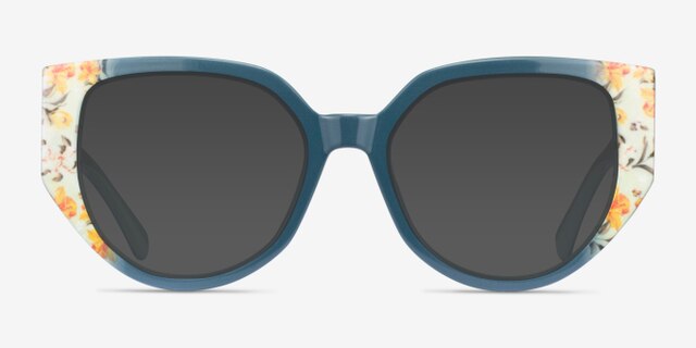 Dianthus Green Floral AcetateEyeglass Frames from EyeBuyDirect, with Tinted Lenses