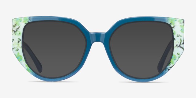 Dianthus Blue Floral AcetateEyeglass Frames from EyeBuyDirect, with Tinted Lenses