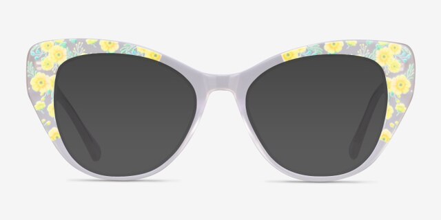 Thistle Clear Floral AcétateMontures de lunettes de vue d'EyeBuyDirect, Avec des Verres Teintés