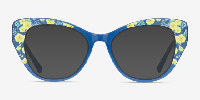 Thistle Blue Floral AcetateEyeglass Frames from EyeBuyDirect, with Tinted Lenses