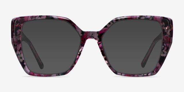 Tulipa Red Floral AcétateMontures de lunettes de vue d'EyeBuyDirect, Avec des Verres Teintés