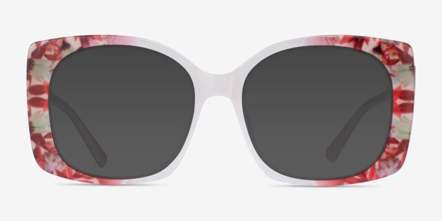 Amaryllis Red Floral Nude AcetateEyeglass Frames from EyeBuyDirect, with Tinted Lenses