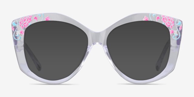 Petalis Clear Floral AcetateEyeglass Frames from EyeBuyDirect, with Tinted Lenses
