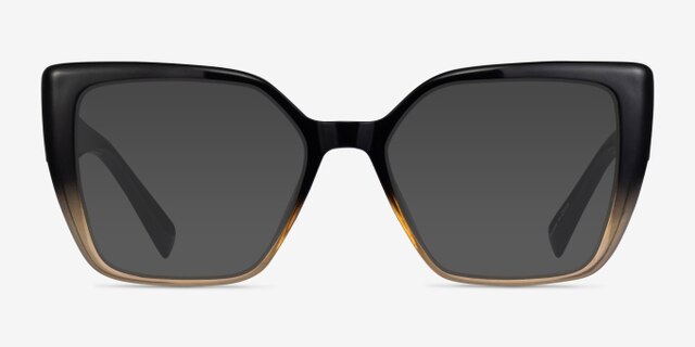Pierrette Black Clear Brown PlasticEyeglass Frames from EyeBuyDirect, with Tinted Lenses