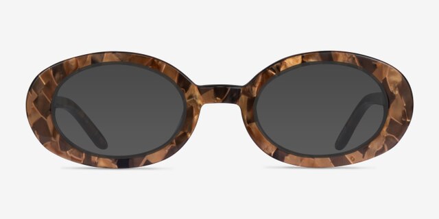 Gaia Brown Floral AcetateEyeglass Frames from EyeBuyDirect, with Tinted Lenses