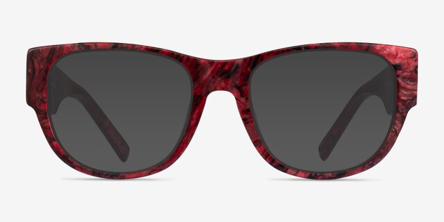 Aine Red Floral AcetateEyeglass Frames from EyeBuyDirect, with Tinted Lenses