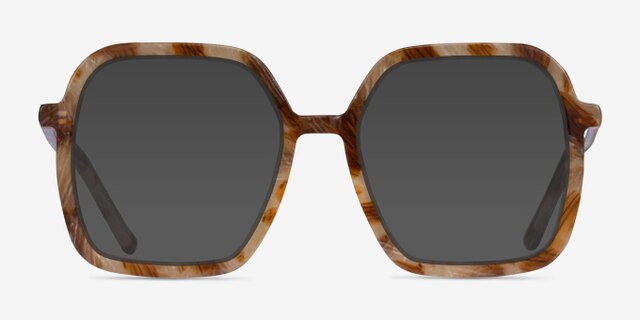 Artemis Brown Striped AcetateEyeglass Frames from EyeBuyDirect, with Tinted Lenses