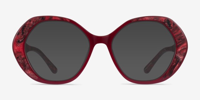 Brigid Red AcetateEyeglass Frames from EyeBuyDirect, with Tinted Lenses