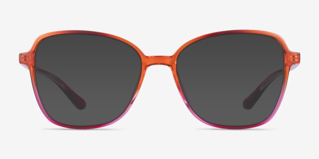 Stunning Pink Orange PlasticEyeglass Frames from EyeBuyDirect, with Tinted Lenses