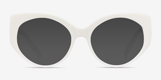 Salon White AcetateEyeglass Frames from EyeBuyDirect, with Tinted Lenses