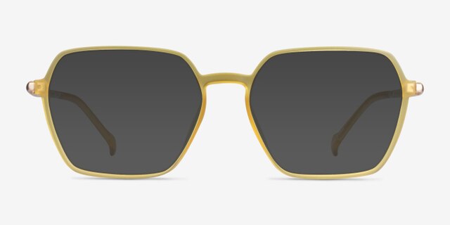 Tatsu Clear Yellow PlasticEyeglass Frames from EyeBuyDirect, with Tinted Lenses