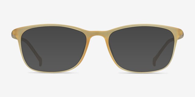 Unwind Clear Yellow PlasticEyeglass Frames from EyeBuyDirect, with Tinted Lenses