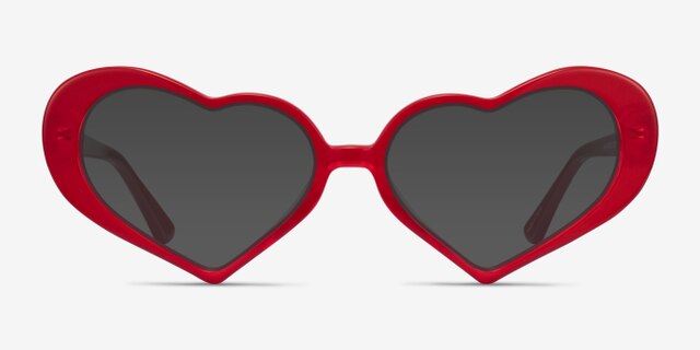Sweet Milky Red AcetateEyeglass Frames from EyeBuyDirect, with Tinted Lenses