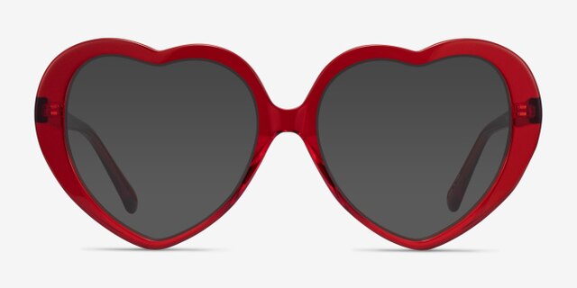 Suki Crystal Red AcetateEyeglass Frames from EyeBuyDirect, with Tinted Lenses