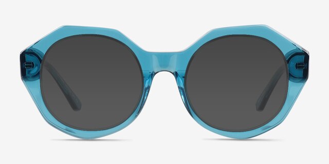Gerania Crsytal Blue AcetateEyeglass Frames from EyeBuyDirect, with Tinted Lenses