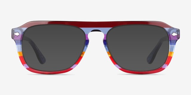 Starry Blue Red Rainbow AcetateEyeglass Frames from EyeBuyDirect, with Tinted Lenses