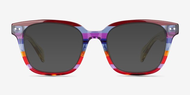 Spotlight Red Blue Rainbow AcetateEyeglass Frames from EyeBuyDirect, with Tinted Lenses
