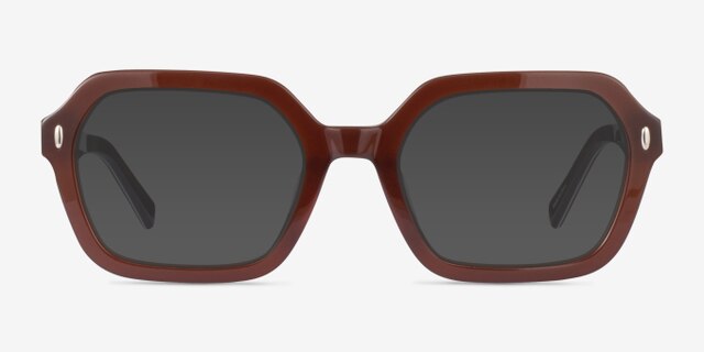 Lacquer Brown AcetateEyeglass Frames from EyeBuyDirect, with Tinted Lenses