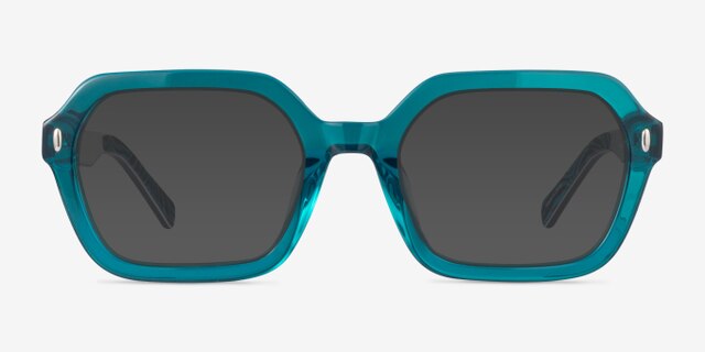 Lacquer Crystal Green AcetateEyeglass Frames from EyeBuyDirect, with Tinted Lenses