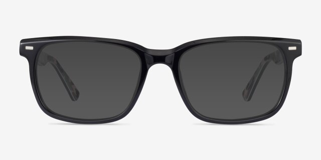 Montage Solid Black Green AcetateEyeglass Frames from EyeBuyDirect, with Tinted Lenses