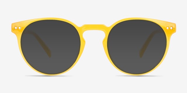 Oak Crystal Yellow Eco-friendlyEyeglass Frames from EyeBuyDirect, with Tinted Lenses