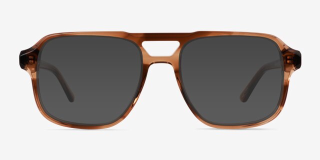 Clay Crystal Brown AcetateEyeglass Frames from EyeBuyDirect, with Tinted Lenses