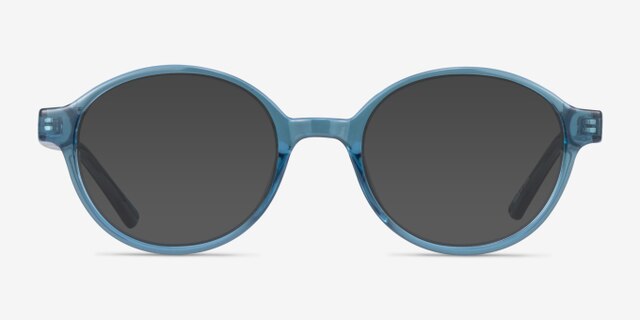 Jabberwocky Clear Blue PlasticEyeglass Frames from EyeBuyDirect, with Tinted Lenses